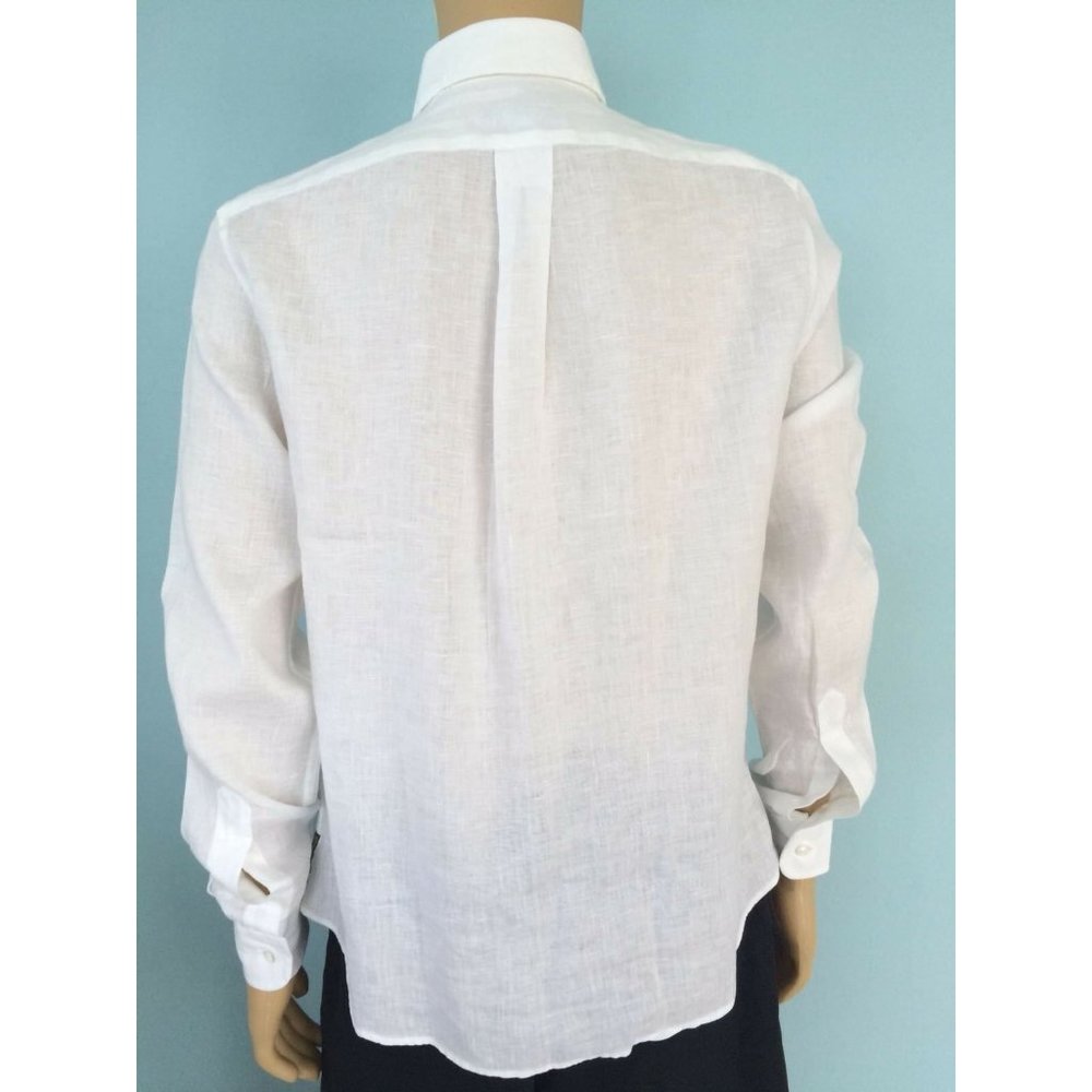 NWT Armani Jeans AJ Shirt Mens 100% Linen Classic Button Down White Size S - Picture 4 of 12
